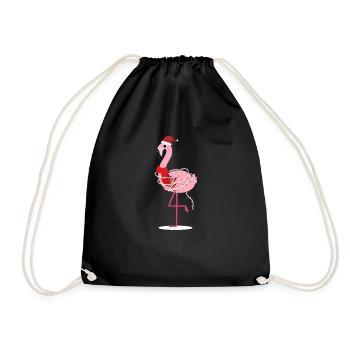 Funny Christmas Santa Hat Xmas Lights - Drawstring Bag - black - Front
