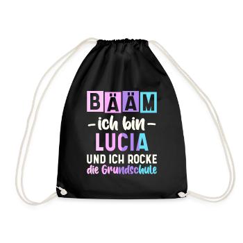 Name Lucia Geschenk Grundschule - Turnbeutel - Schwarz - Vorne