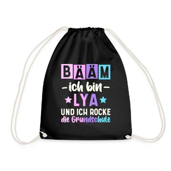 Name Lya Geschenk Grundschule - Turnbeutel - Schwarz - Vorne