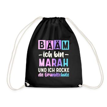 Name Marah Geschenk Grundschule - Turnbeutel - Schwarz - Vorne