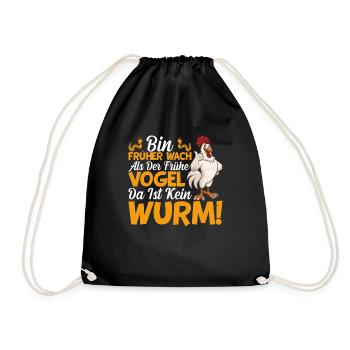 Vogel Wurm Morgenmuffel - Turnbeutel - Schwarz - Vorne