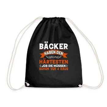 Job Arbeit Bäcker Bäckerei - Turnbeutel - Schwarz - Vorne