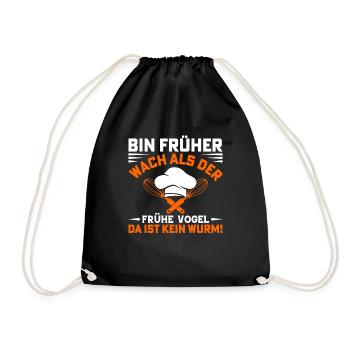 Der Frühe Vogel fängt den Wurm - Turnbeutel - Schwarz - Vorne