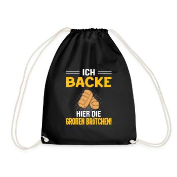 Brötchen Bäcker Geschenkidee - Turnbeutel - Schwarz - Vorne