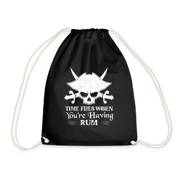 Time Flies When You're Having Rum Drinking Alcohol - Turnbeutel - Schwarz - Vorne