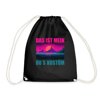 80er Motto Party Das ist mein 80er Jahre Kostüm - Turnbeutel - Schwarz - Vorne