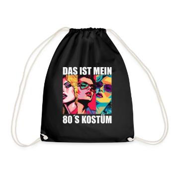 80er Motto Party Das ist mein 80er Jahre Kostüm - Turnbeutel - Schwarz - Vorne