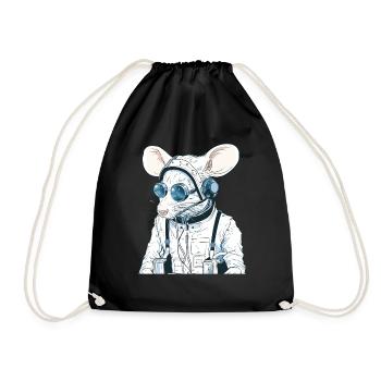 Maus, Gaming, Pilot, Nerd, Funny, Laborratte Ratte - Turnbeutel - Schwarz - Vorne