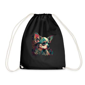 Chihuahua | Colorful Art Dog Puppy - Drawstring Bag - black - Front