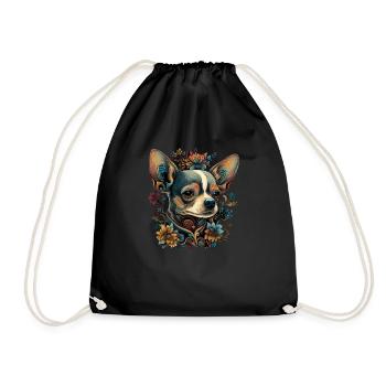 Chihuahua | Colorful Art Dog Puppy - Drawstring Bag - black - Front