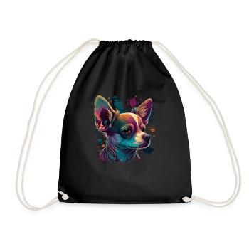Chihuahua | Colorful Art Dog Puppy - Drawstring Bag - black - Front
