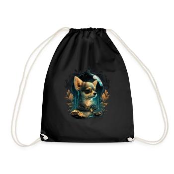 Chihuahua | Colorful Art Dog Puppy - Drawstring Bag - black - Front