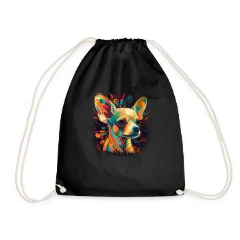 Chihuahua | Colorful Art Dog Puppy - Drawstring Bag - black - Front