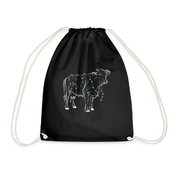 Vache Lumières de Noël Famille Amoureux des neiges - Sac de sport léger - noir - Devant