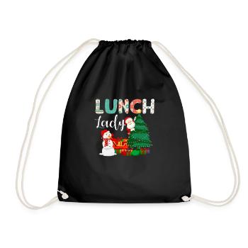 Lunch Lady Funny Christmas Tree Christmas - Drawstring Bag - black - Front
