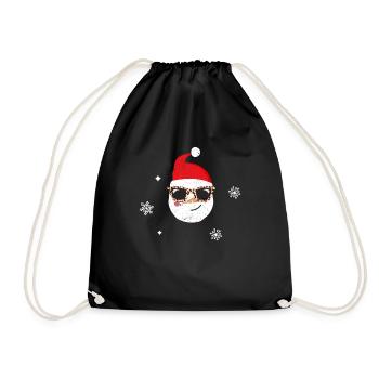 Funny Christmas Snowman Face Leopard - Drawstring Bag - black - Front