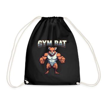 Gym Rat Bodybuilding Kraftsport lustiges Fitness - Turnbeutel - Schwarz - Vorne