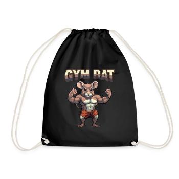 Gym Rat Bodybuilding Kraftsport lustiges Fitness - Turnbeutel - Schwarz - Vorne