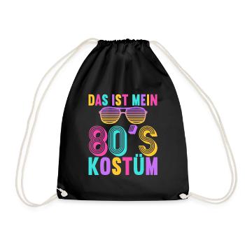 80er Motto Party Das ist mein 80er Jahre Kostüm - Turnbeutel - Schwarz - Vorne