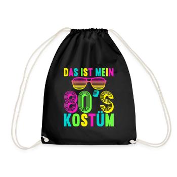 80er Motto Party Das ist mein 80er Jahre Kostüm - Turnbeutel - Schwarz - Vorne
