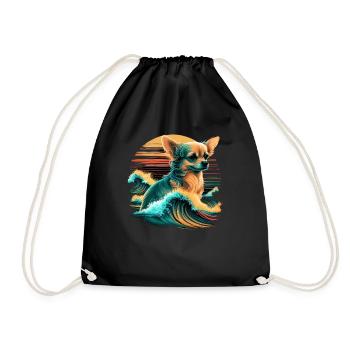 Chihuahua | Surf Cool Planche Surfeur Océan Chien - Sac de sport léger - noir - Devant