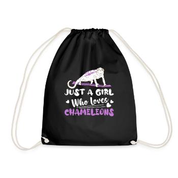 Just A Girl Who Loves Chameleons Lizard Lover Rept - Turnbeutel - Schwarz - Vorne