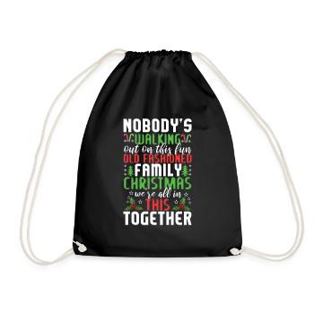 Dezember 2021 Winterspaß Familie Weihnachten - Turnbeutel - Schwarz - Vorne