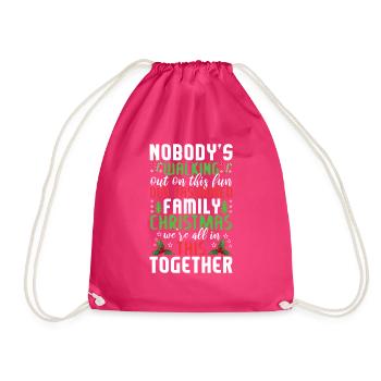 December 2021 Winter Fun Family Christmas - Drawstring Bag - fuchsia - Front