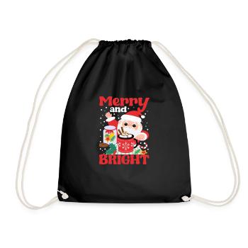 Père Noël joyeux et rose vif drôle - Sac de sport léger - noir - Devant