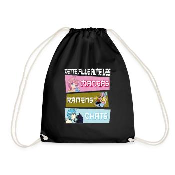 Cette Fille Aime les Manga Ramen Chat - Sac de sport léger - noir - Devant