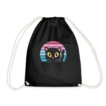 Domestic Cat Shorthair Maine Coon Siamese Cat Cat - Drawstring Bag - black - Front