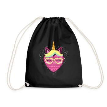 Mignon Licorne Coeur Saint-Valentin Cœurs Licornes - Sac de sport léger - noir - Devant