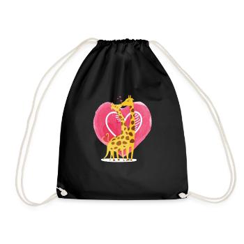 Girafe Amour Baiser Girafe Animal sauvage mignon - Sac de sport léger - noir - Devant
