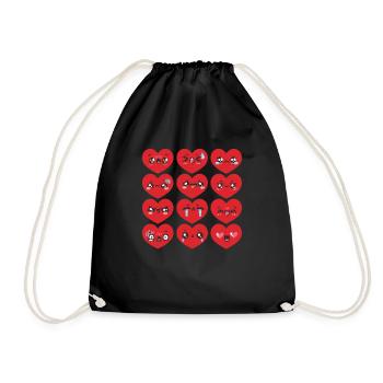 La Saint-Valentin Silly fait face à des cœurs drôles - Sac de sport léger - noir - Devant