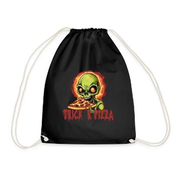 Süßes oder Pizza „Trick'r Treat“ Halloween-Spruch - Turnbeutel - Schwarz - Vorne