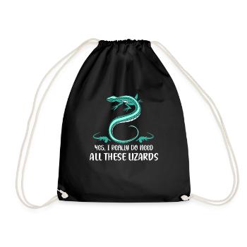 Yes, I Really Do Need All These Lizards Lizard Lov - Drawstring Bag - black - Front