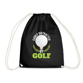 Easily Distracted By Golf - Drawstring Bag - black - Front