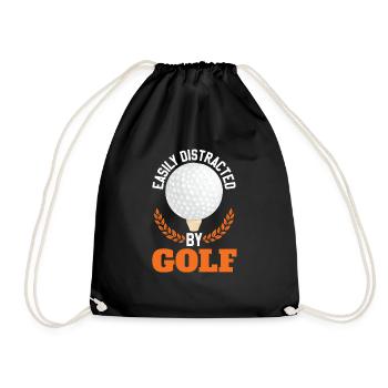 Easily Distracted By Golf - Drawstring Bag - black - Front