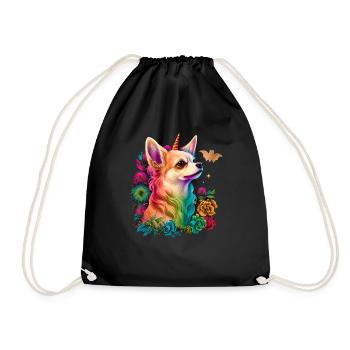 Chihuahua | Arc-en-ciel Coloré LGBTQ Licorne Chien - Sac de sport léger - noir - Devant