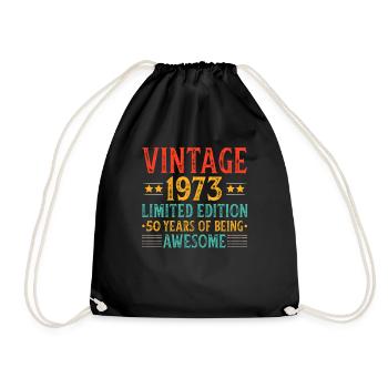 Vintage 1973 Limited Edition 50-Year-Old Gifts - Drawstring Bag - black - Front