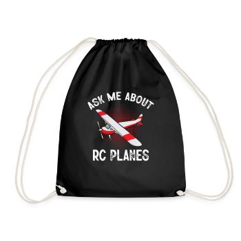 Remote Controlled Airplane Model Airplane - Drawstring Bag - black - Front