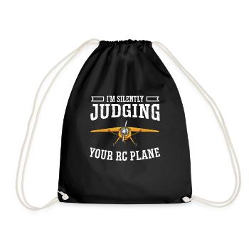 Remote Controlled Airplane Model Airplane - Drawstring Bag - black - Front