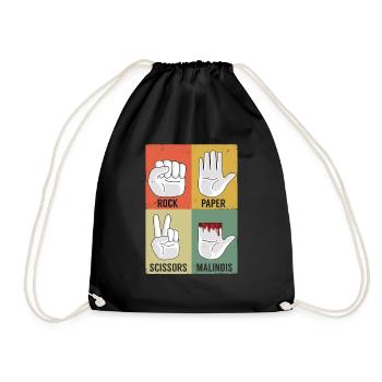 Retro Pet Dog Shepherd Rock Paper Malinois belge - Sac de sport léger - noir - Devant