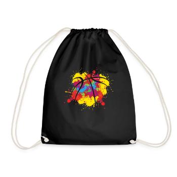 Splash Color Athlete Ball Game Sport Basketball - Drawstring Bag - black - Front