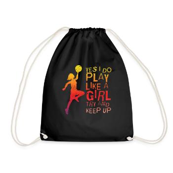 Athlete Game Sport Play Like Girl Basketball - Drawstring Bag - black - Front