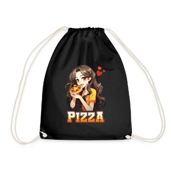 Pizza Lover Young Girl Anime Manga Pizza - Sac de sport léger - noir - Devant