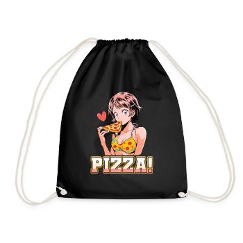 Pizza Lover Young Girl Anime Manga Pizza - Sac de sport léger - noir - Devant