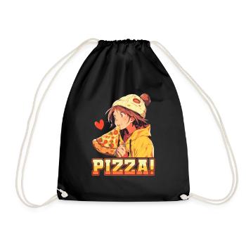 Pizza Lover Young Girl Anime Manga Pizza - Sac de sport léger - noir - Devant
