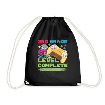 Day Of School Happy Last Level Gamer 2nd Grade - Drawstring Bag - black - Front