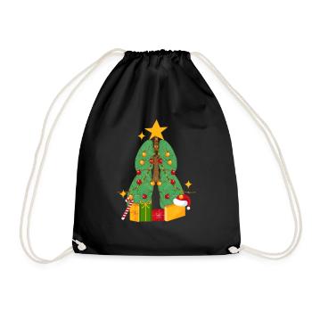 Lung Christmas Tree Breathing Therapy Xmas Therapist - Drawstring Bag - black - Front